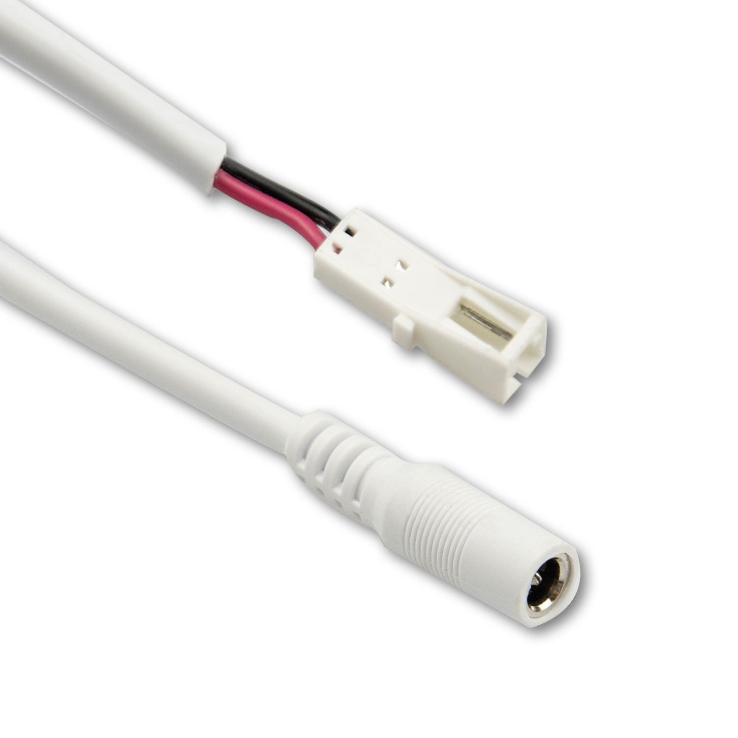 ISOLED Adapter Rundstecker Female auf MiniAmp Female-Buchse, 10cm, 2-polig, weiß, max. 3A - 1