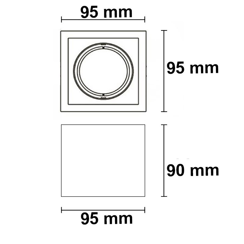 ISOLED Deckenaufbauleuchte eckig für GU10, Alu schwarz, exkl. Leuchtmittel - 3