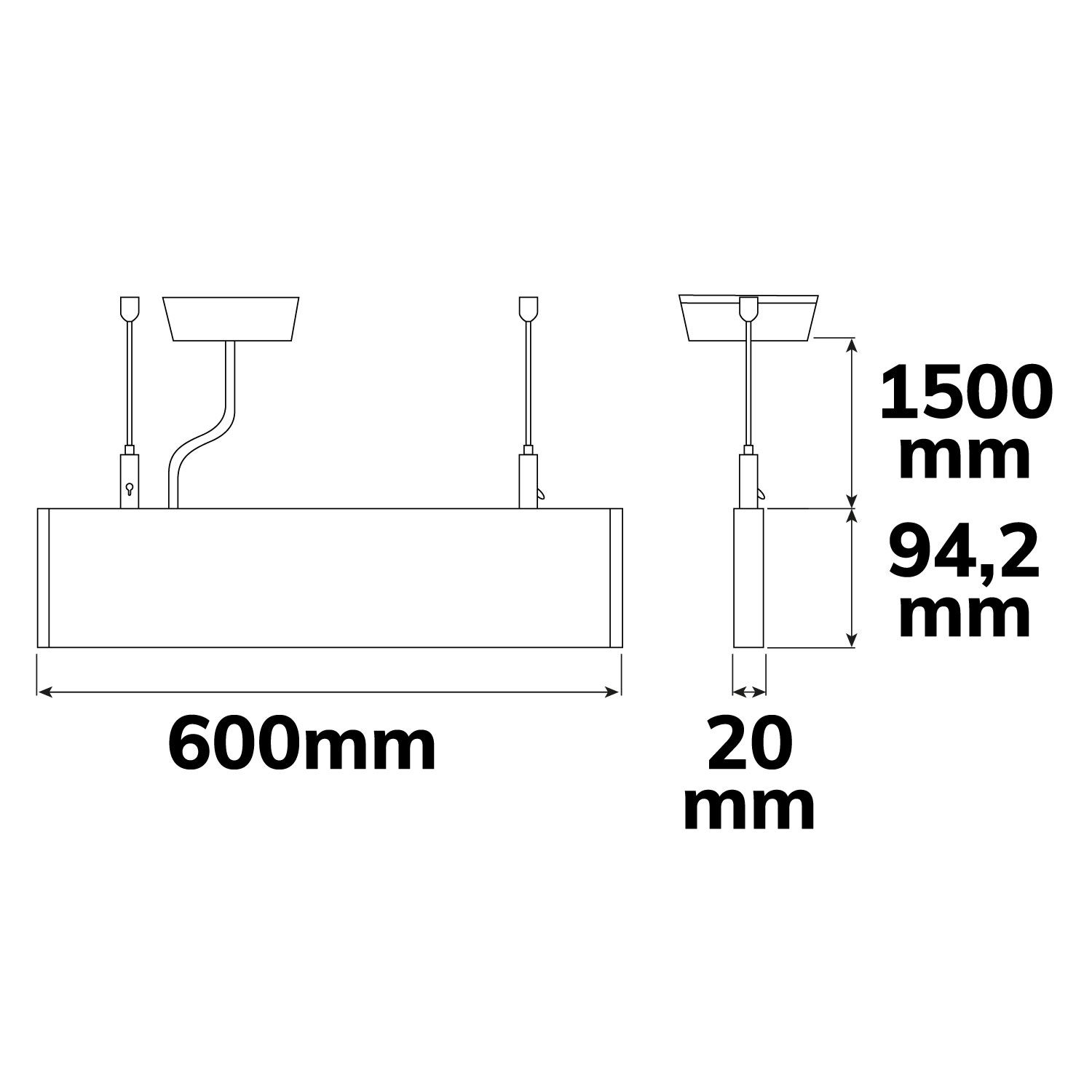 ISOLED LED Hängeleuchte Linear Up&Down 600, 25W, prismatisch, linear- u. 90° verbindbar, weiß, warmweiß - 4