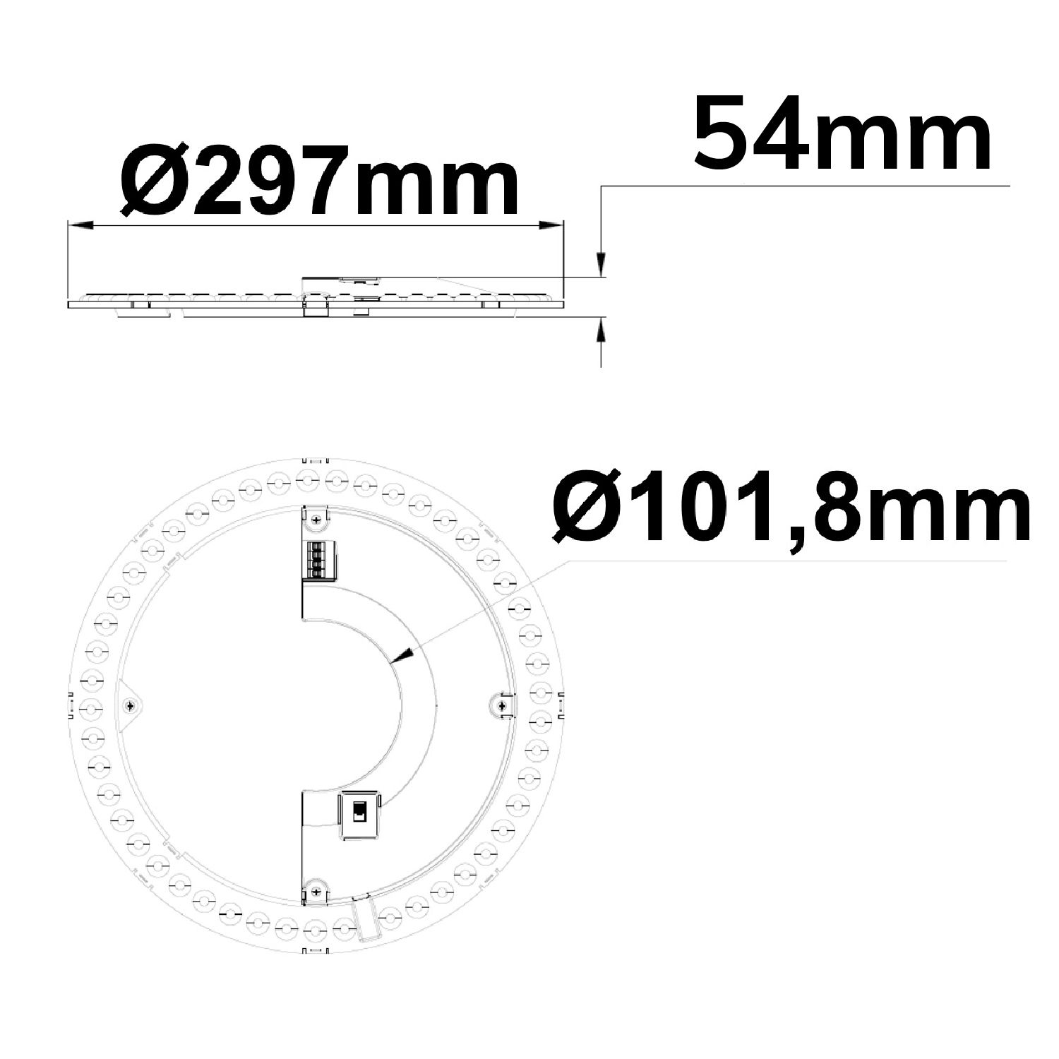 ISOLED LED Umrüstplatine 297mm, 24W, 150 lm/W, mit Haltemagnet, Color 3000|4000|6000K, dimmbar - 3