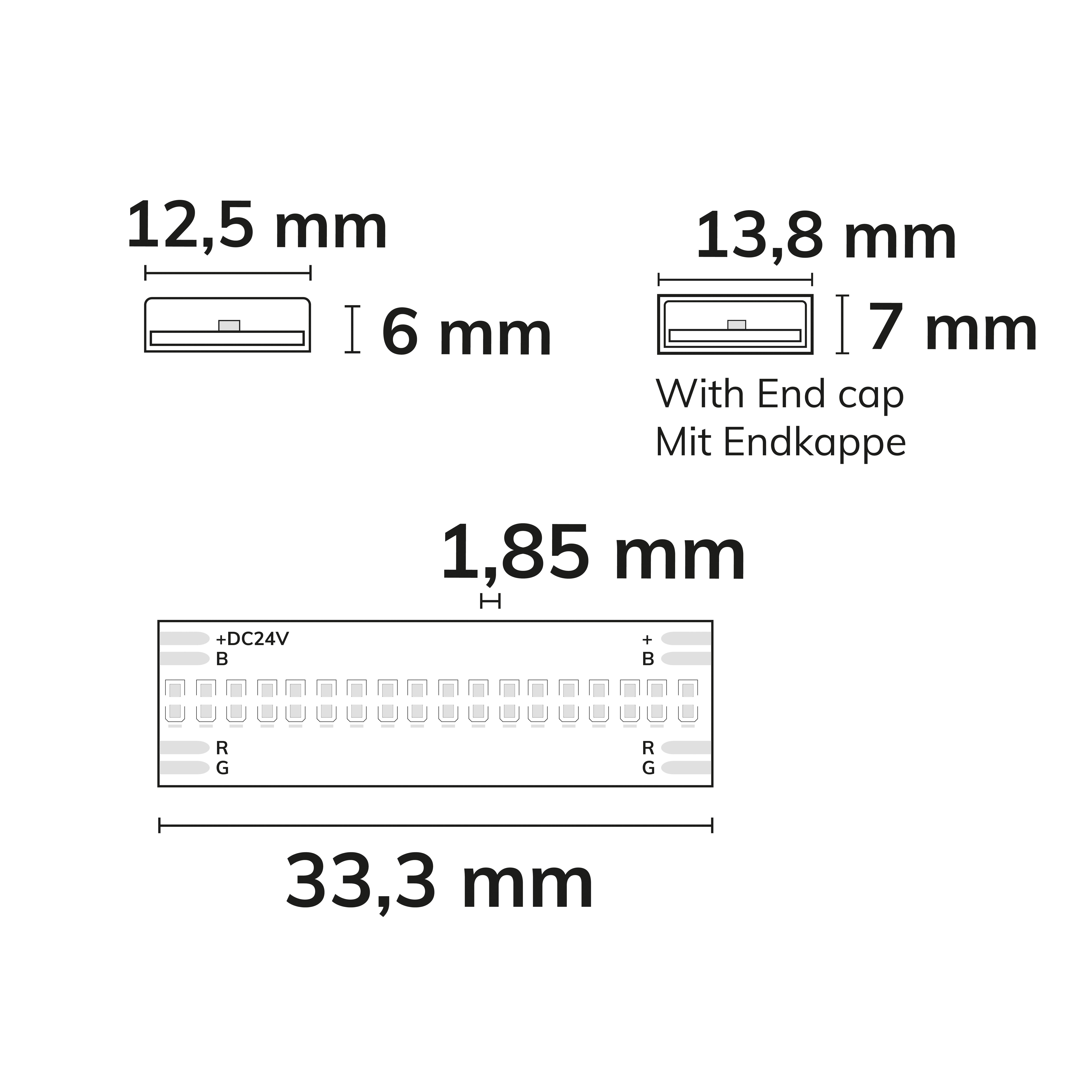 ISOLED LED HT RGB COB Flexband für bis zu 100°C Umgebungstemp., 24V DC, 14,4 W, IP68, 5m Rll, 540 LED/m - 3