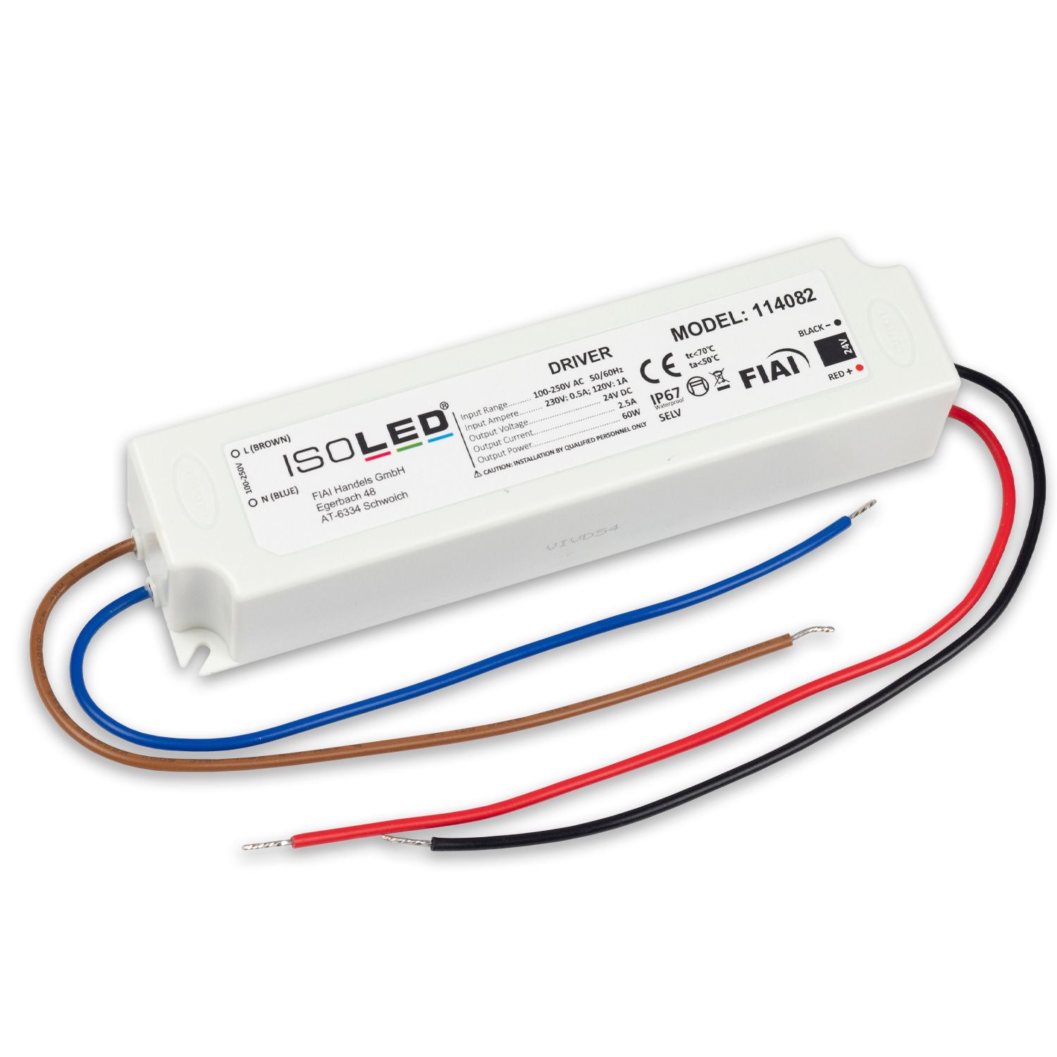 ISOLED LED Trafo 24V/DC, 0-60W, IP67 - 1