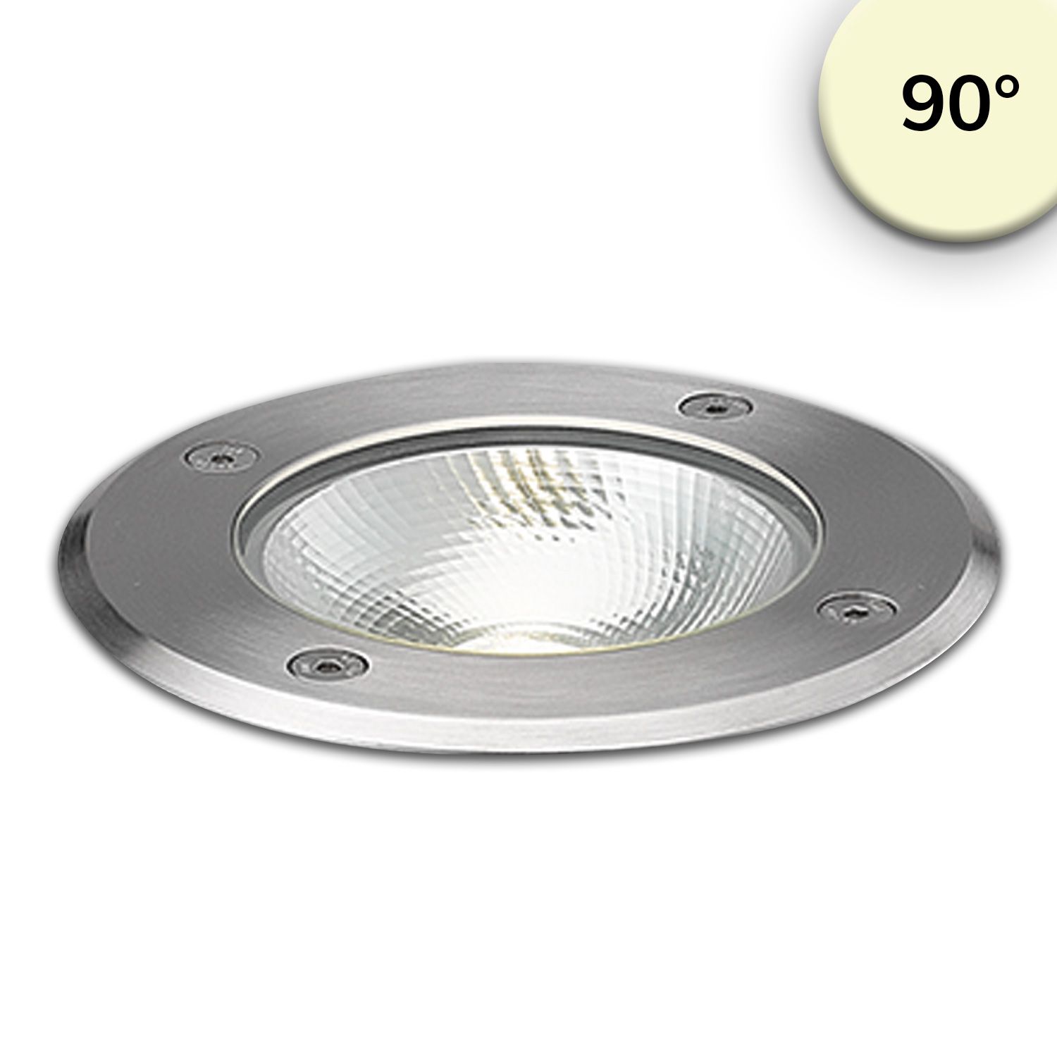 ISOLED LED Bodeneinbaustrahler, rund Edelstahl, IP67, 7W COB, 90°, warmweiß - 1