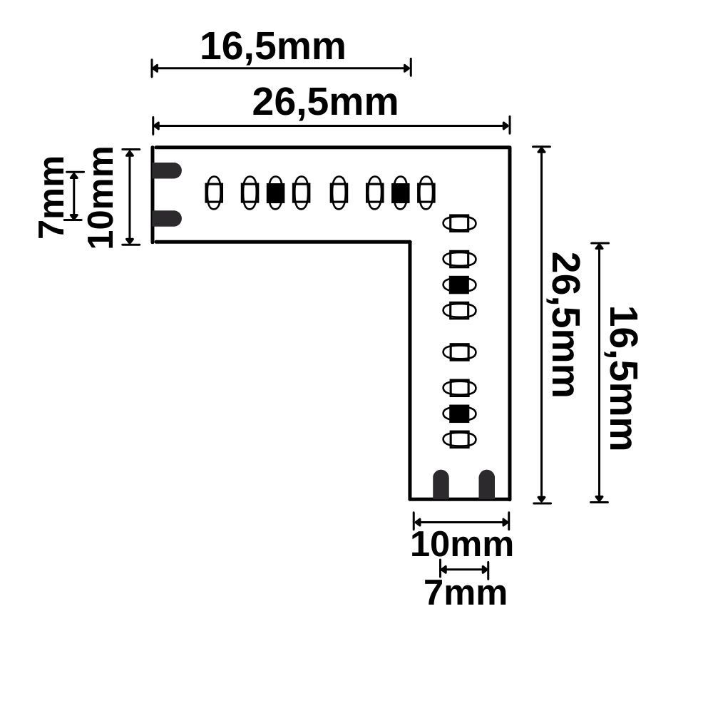 ISOLED Eckverbindung leuchtend 0,5W für MiniAMP Flexband, 12V DC, 6W, IP20, 2500K - 2