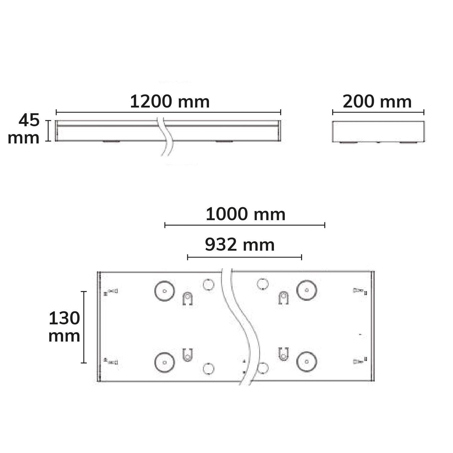 ISOLED LED Langfeldleuchte, 120x20cm, weiß, PowerSwitch 25|30|35|40W, UGR