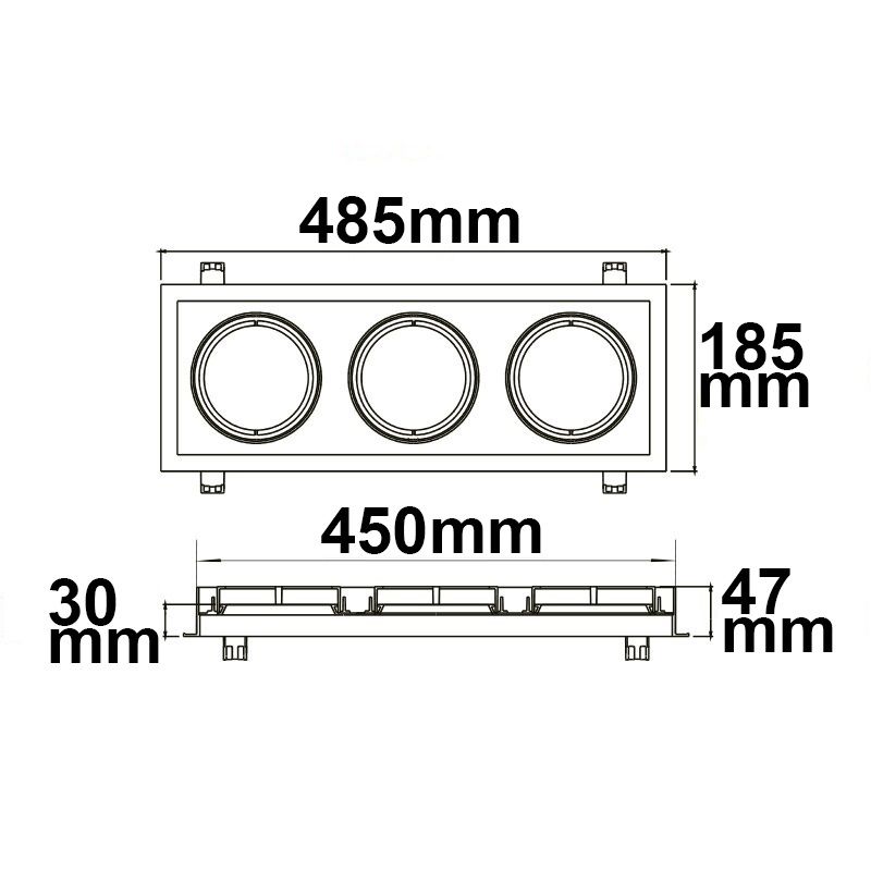 ISOLED Einbaurahmen AR111, eckig, 3 fach, schwenkbar - 3