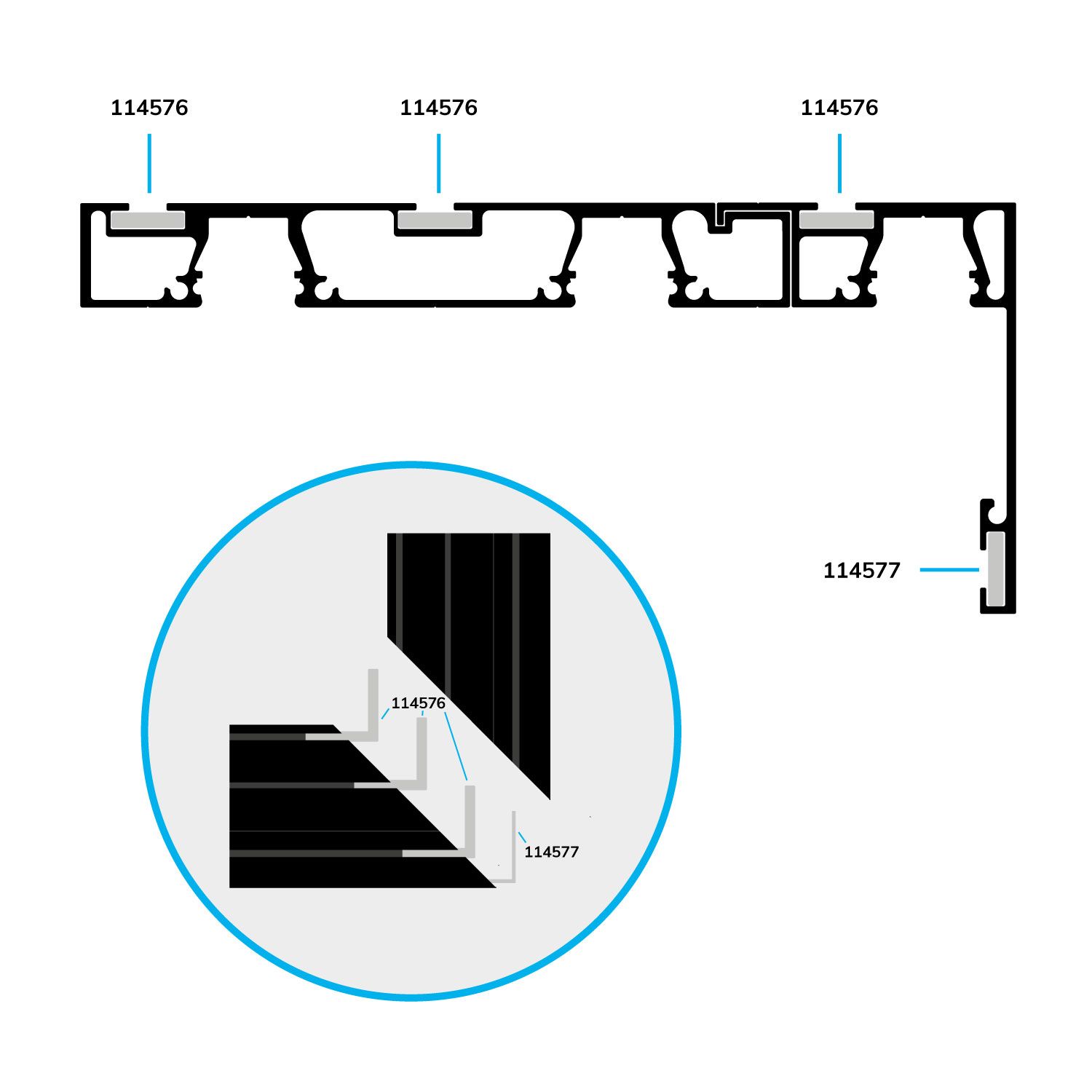 ISOLED Gardinenprofil Curtain10 DOUBLE, schwarz RAL9005, 200cm - 4
