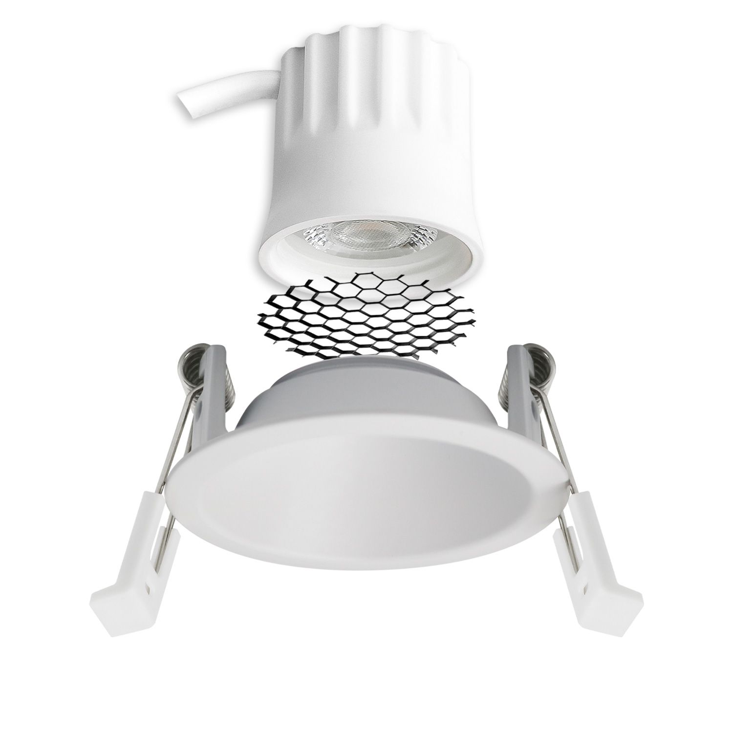 ISOLED LED Einbaustrahler BACK45, weiß matt, rund, 5W, CRI90, 3000K, rückversetzt, Honeycomb, dimmbar - 2