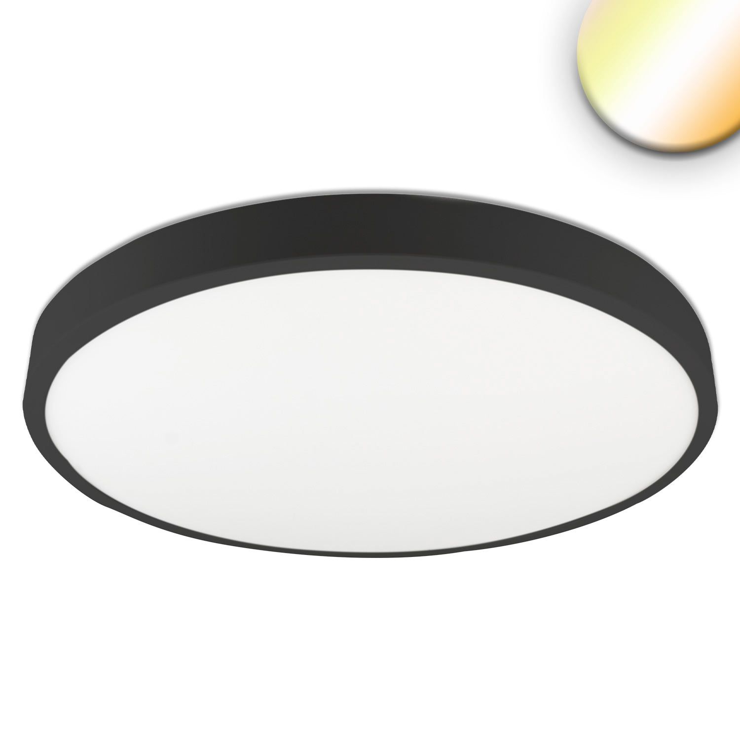 ISOLED LED Deckenleuchte PRO schwarz, 36W, rund, DN500, ColorSwitch 2700|3000|4000K, dimmbar - 1