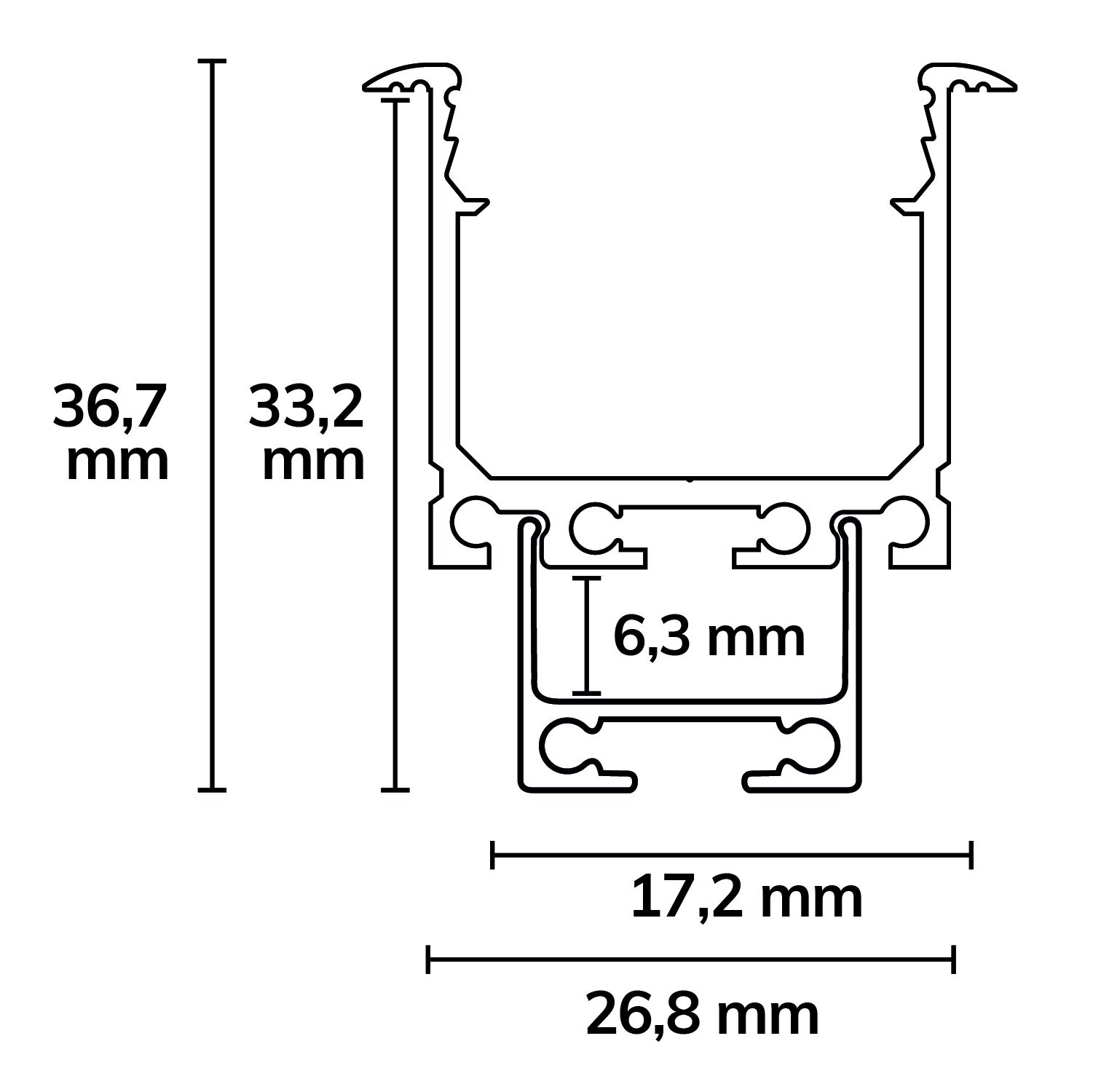ISOLED LED Einbauprofil DIVE20 Aluminium eloxiert, 200cm - 4