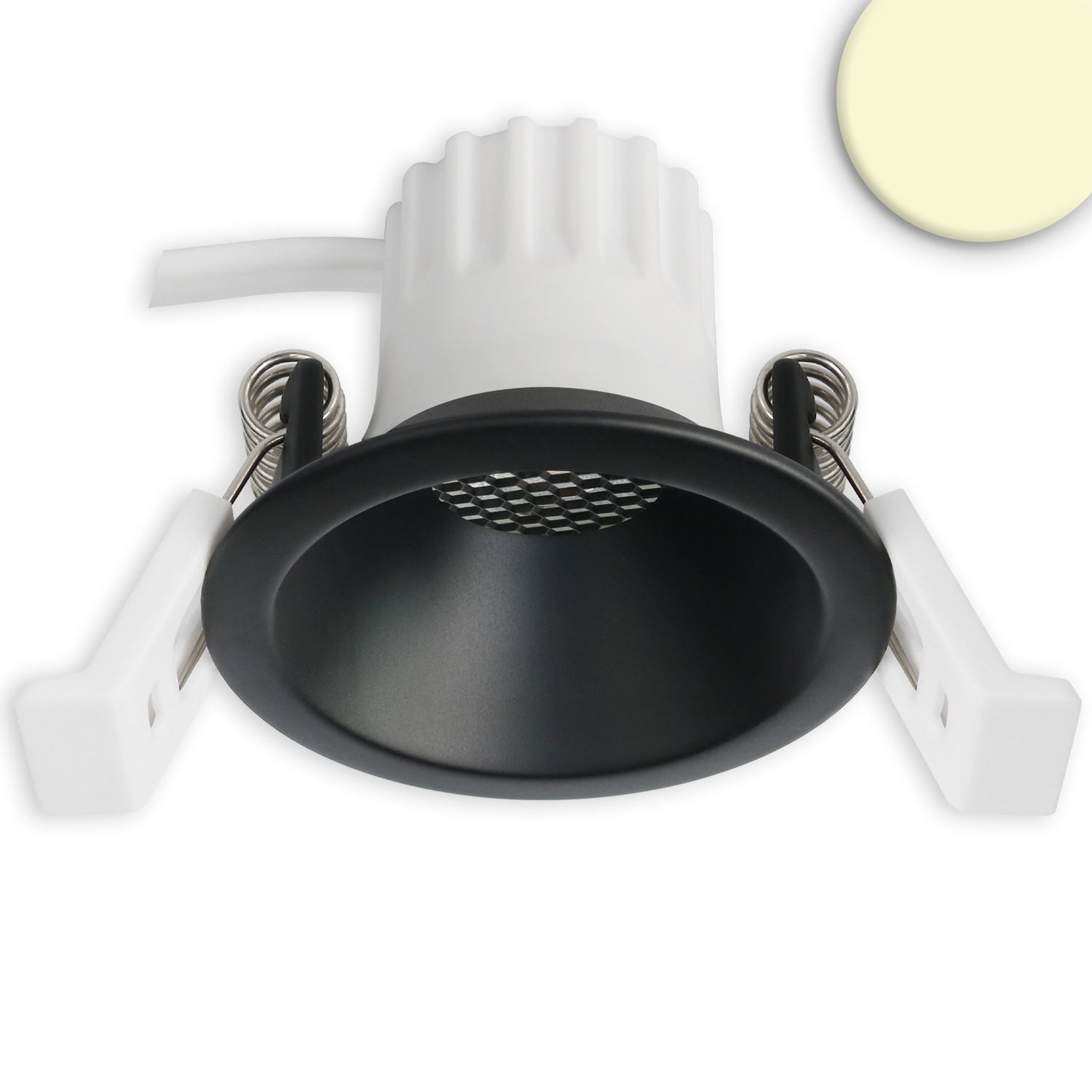 ISOLED LED Einbaustrahler BACK45, schwarz matt, rund, 5W, CRI90, 2700K, rückversetzt, Honeycomb, dimmbar ISOLED LED Einbaustrahler BACK45, schwarz matt, rund, 5W, CRI90, 2700K, rückversetzt, Honeycomb, dimmbar - 1