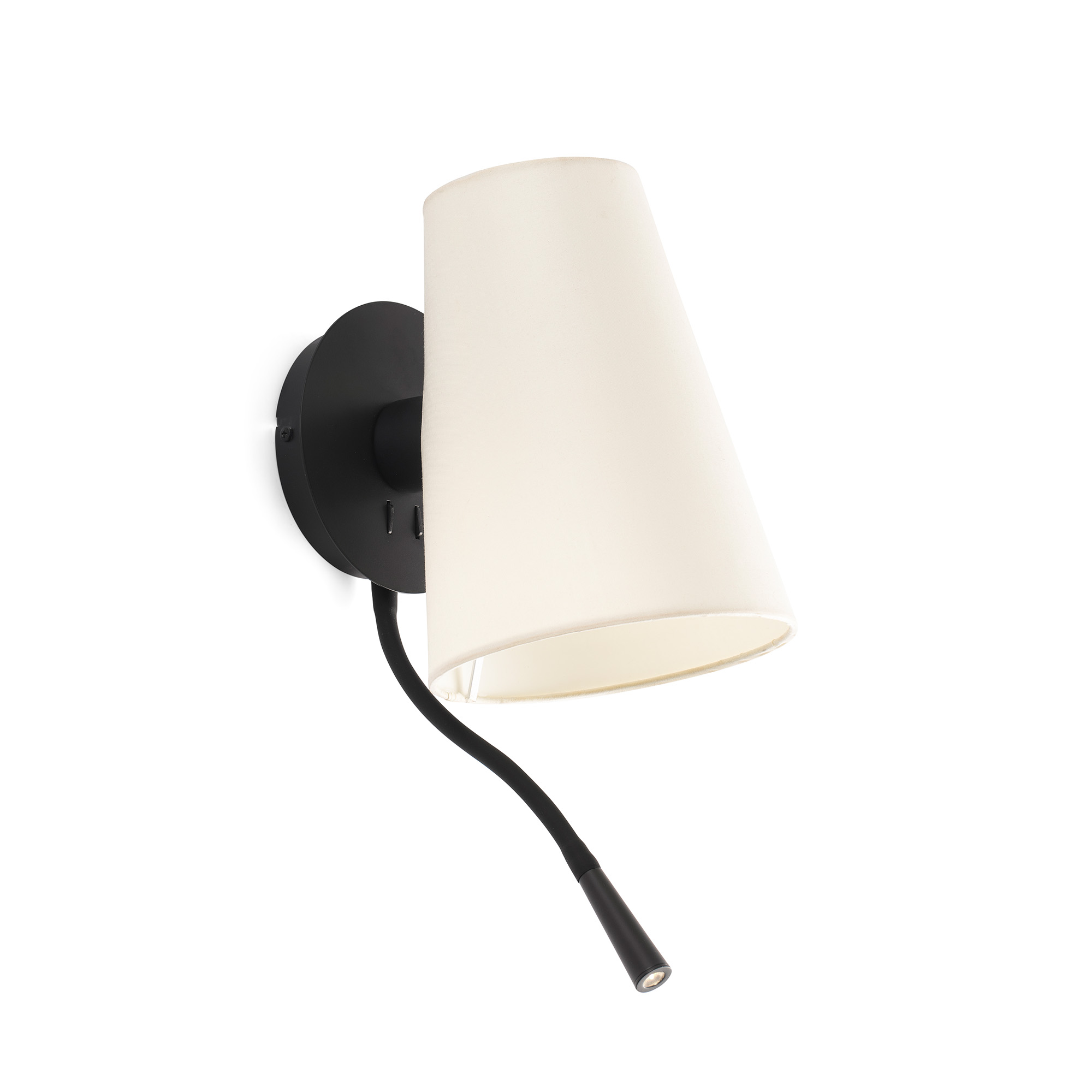 Faro LUPE Schwarz/beige Wandleuchte mit Leser Faro LUPE Schwarz/beige Wandleuchte mit Leser - Produktbild 1