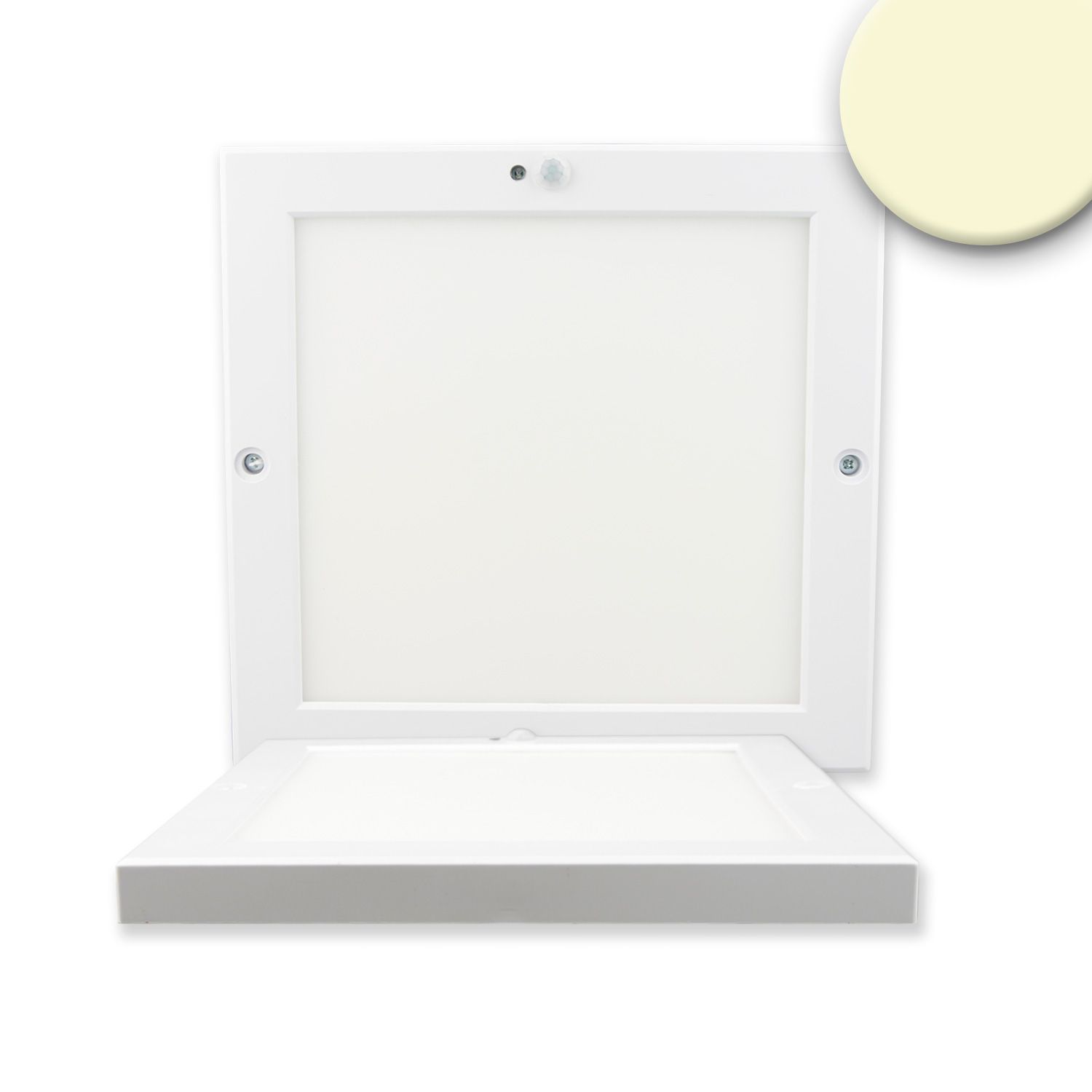 ISOLED Deckenlampe Slim eckig weiß, 220x220mm, mit PIR-Bewegungssensor, 18W, Trafo integriert, warmweiß - 1