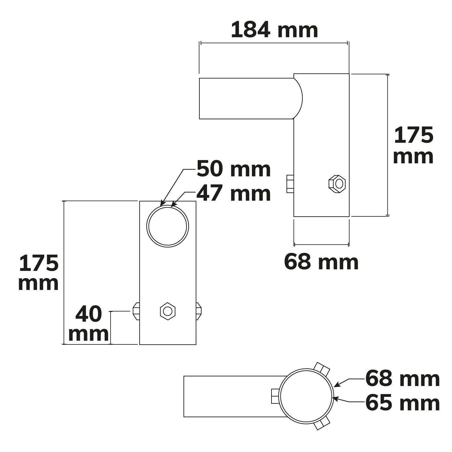 ISOLED Winkeladapter 90° starr, für Streetlight GR30/GR60 Durchmesser 45mm - 3
