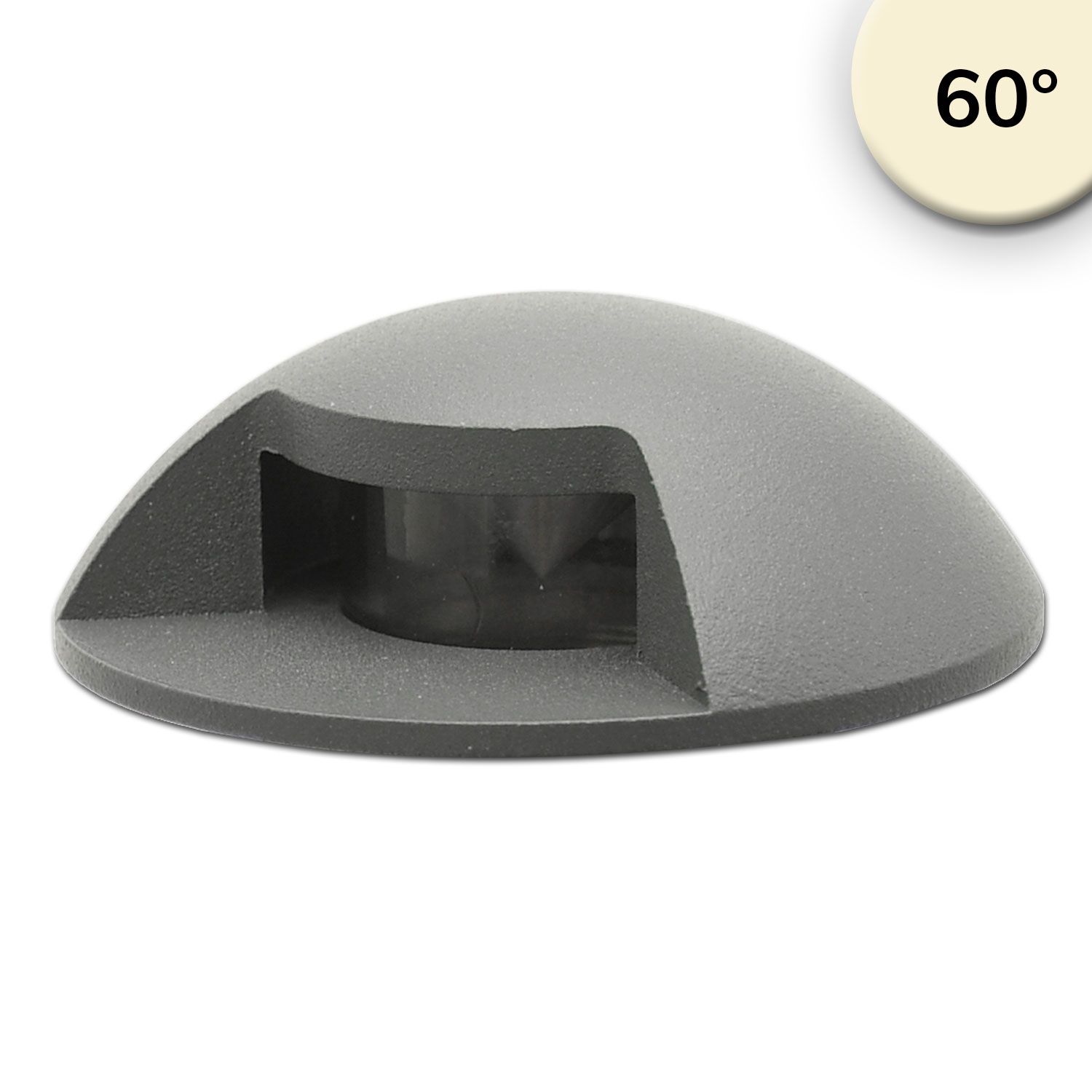 ISOLED LED Bodeneinbaustrahler, rund 1SIDE 60mm, schwarz, 12-24V, IP67, 3W, 60°, warmweiß - 1