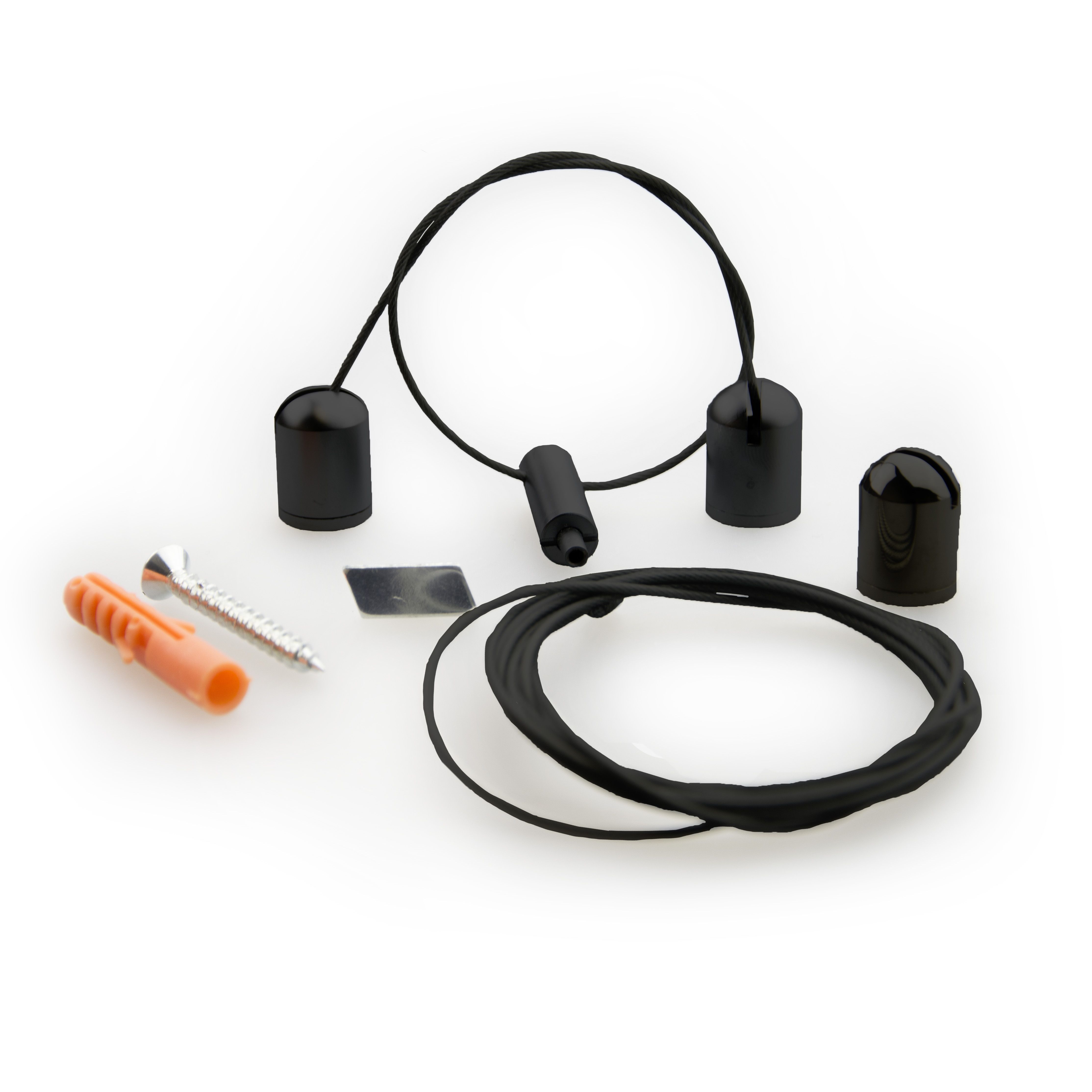 ISOLED Seilabhängung Z04 für LAMP30 V2, schwarz, Länge bis 3m, 2 Stk, inkl. Befestigungsmaterial - 1