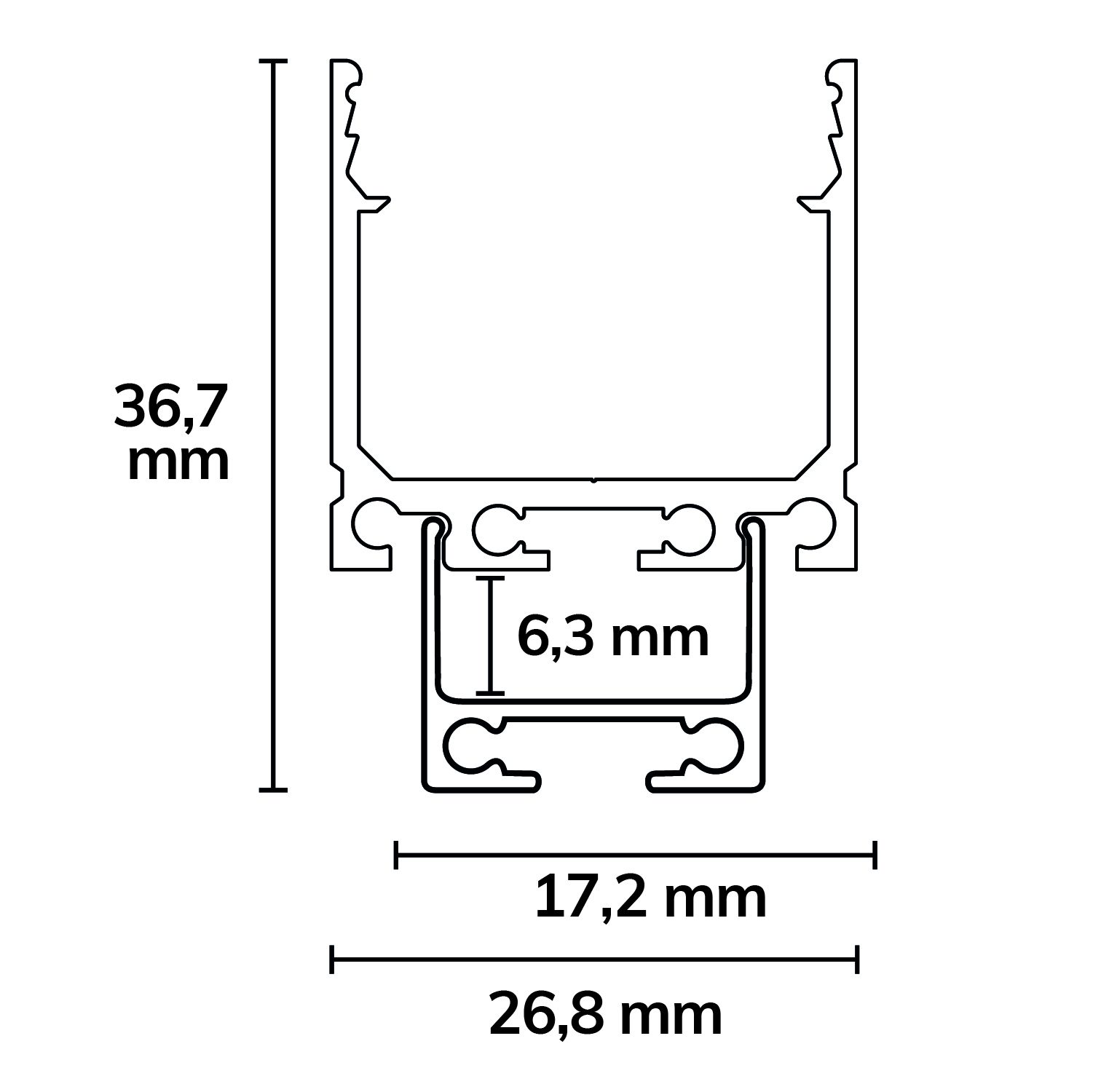 ISOLED LED Aufbauprofil SURF20 Aluminium eloxiert, 200cm - 4