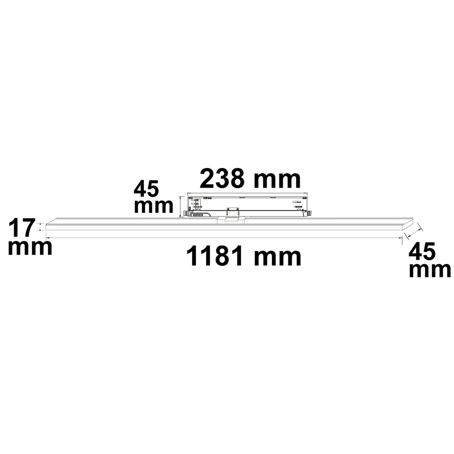 ISOLED 3-PH Linearleuchte prismatisch, 120cm, 40W, schwarz, 3000|3500|4000K, CRI90, DALI dim - 3