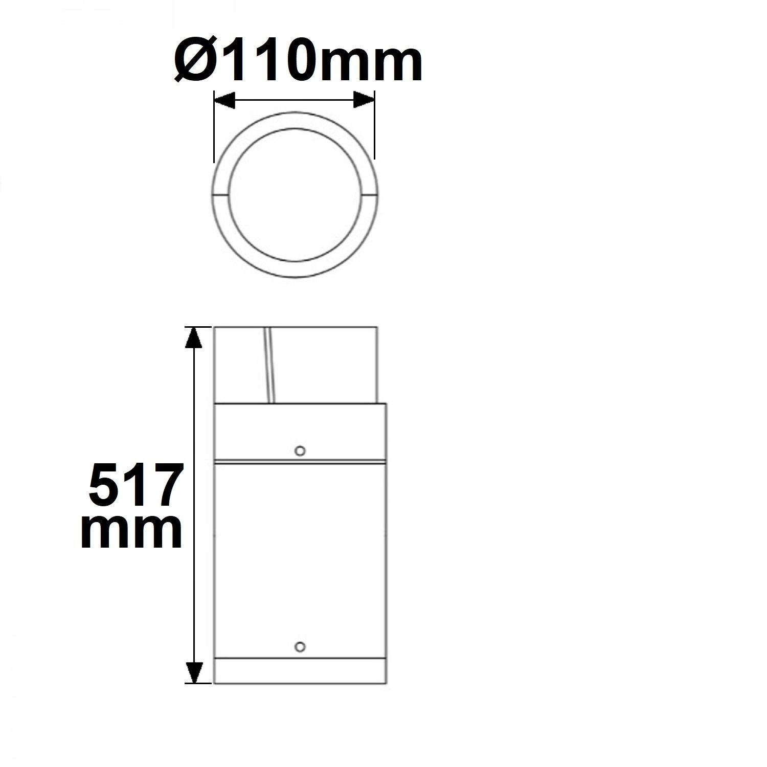 ISOLED LED Wegeleuchte Poller-6, 50cm, 6W, sandschwarz, warmweiß - 2