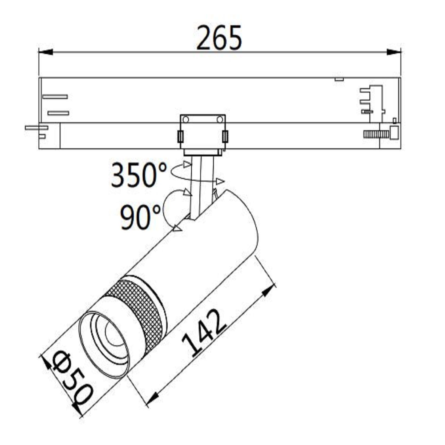 ISOLED 3-Phasen Schienenstrahler fokussierbar, 12W, 20°-55°, weiß matt, 3000K, DALI dimmbar - 3