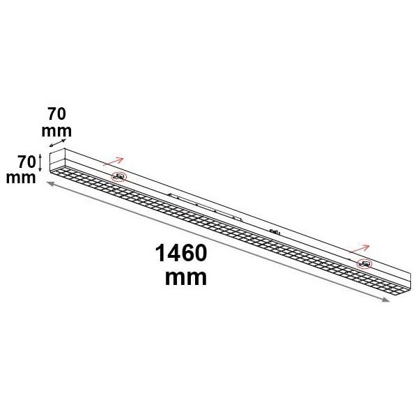 ISOLED FastFix LED Linearsystem S Modul 1,5m 25-75W, 4000K, 180lm/W, 90°, DALI dimmbar mit Notlichtfunktion - 4