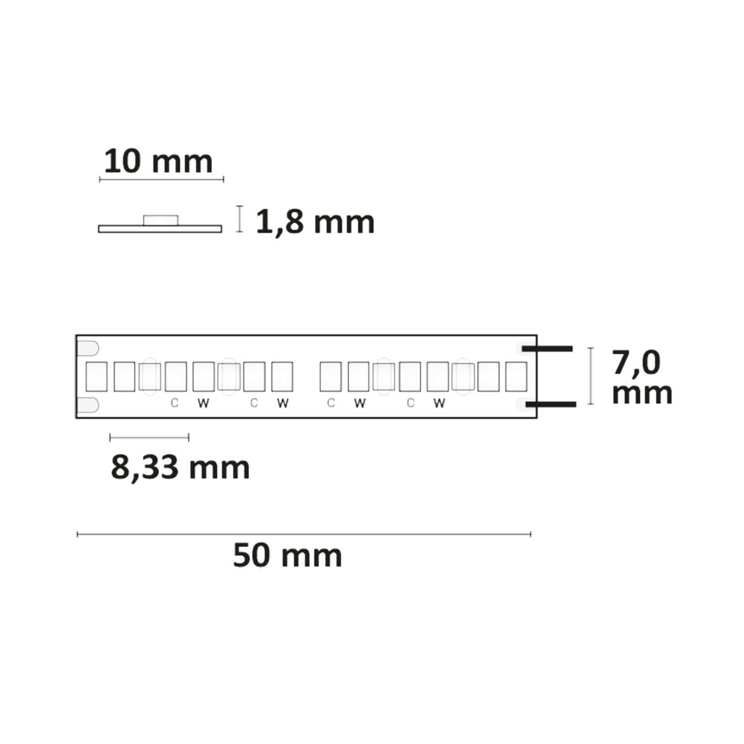 ISOLED LED CRI919/940 MiniAMP CCT Flexband, 24V DC, 15W, IP20, 250cm, 2 polig, Kabel mit Stecker, 240 LED/m - 4